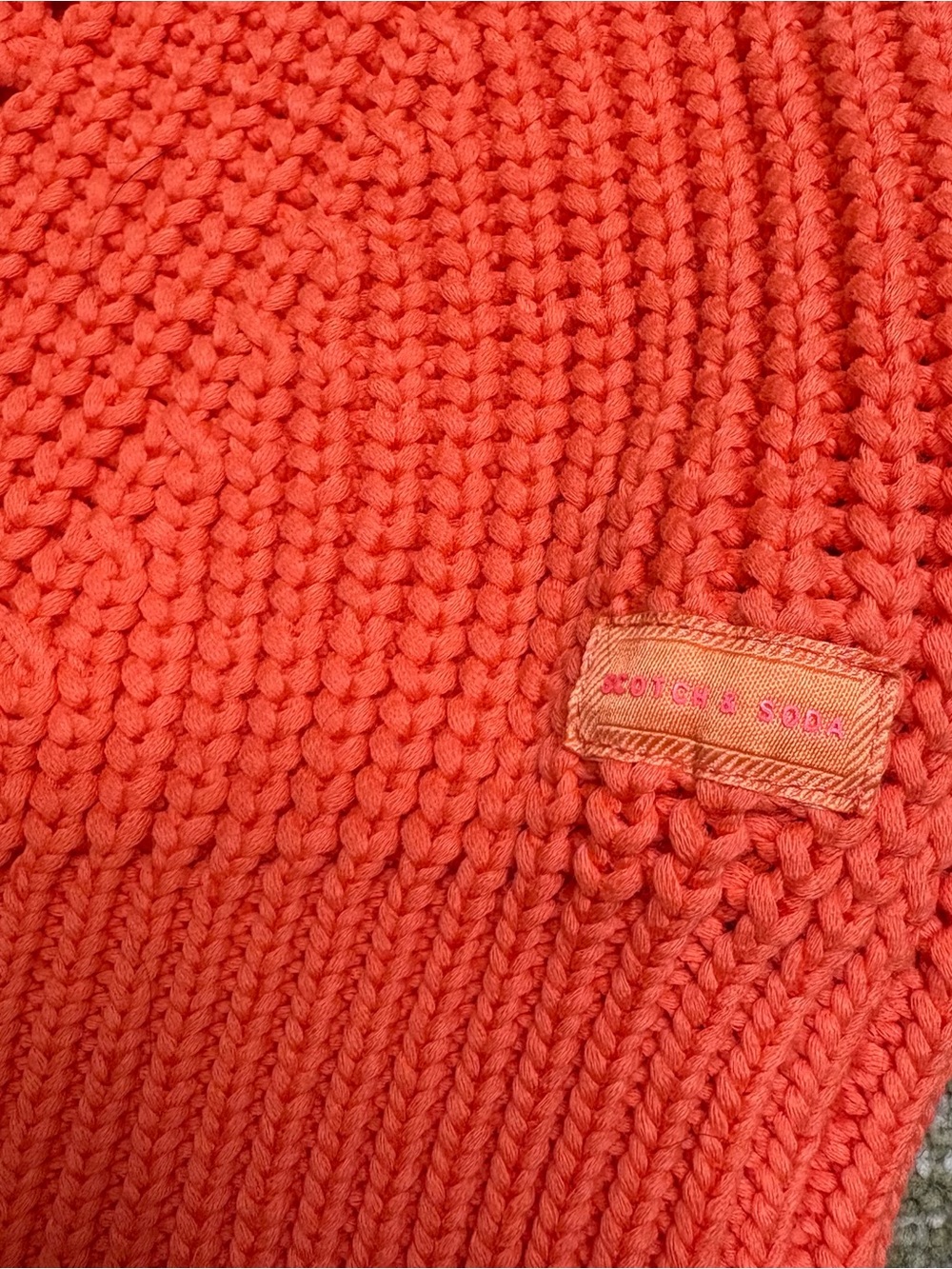 Scotch & Soda Coral Orange Quarter-Zip Knit Pullover Size S - Picture 4 of 9